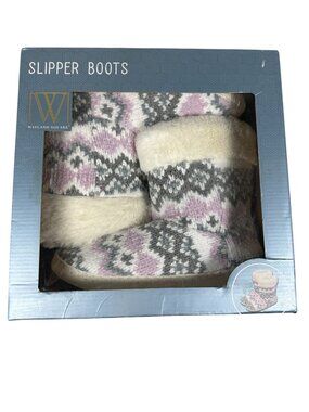 Wayland Square Womens Faux Fur Lined Slipper Boots Nordic Pattern Large NIB